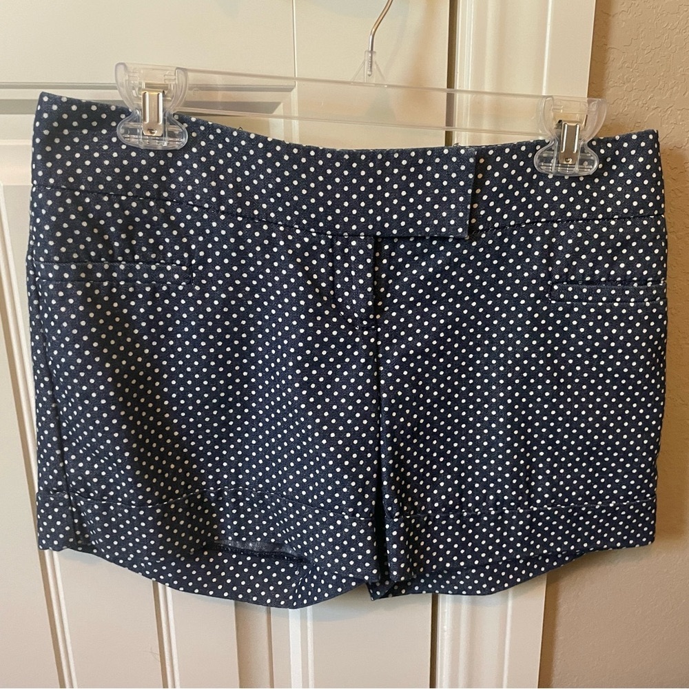 The Limited’s “Outback Red” polka dot denim shorts.